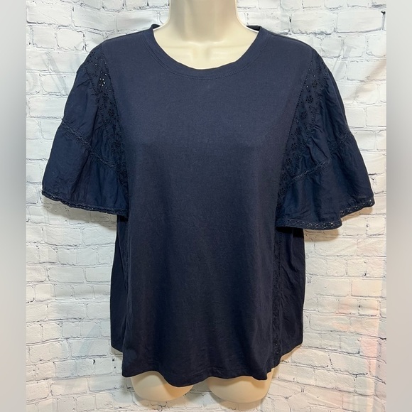 Banana Republic Knit Eyelet Top Navy Size Small - Picture 1 of 5